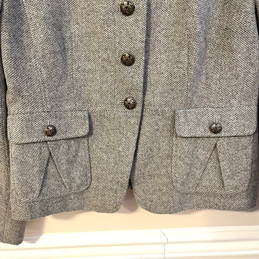 Banana Republic Women’s Wool Blend Blazer Size 14 Jacket Gray Military Style - Picture 3 of 9